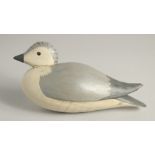 A GOOD PAINTED WOODEN DECOY PIGEON. 14ins long.