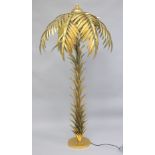 A LARGE GILT METAL PALM TREE LAMP. 5ft high.