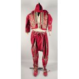 A COMPLETE TURKISH OTTOMAN EMBROIDERED MEN'S OUTFIT, including jacket, waistcoat, shirt, trousers,
