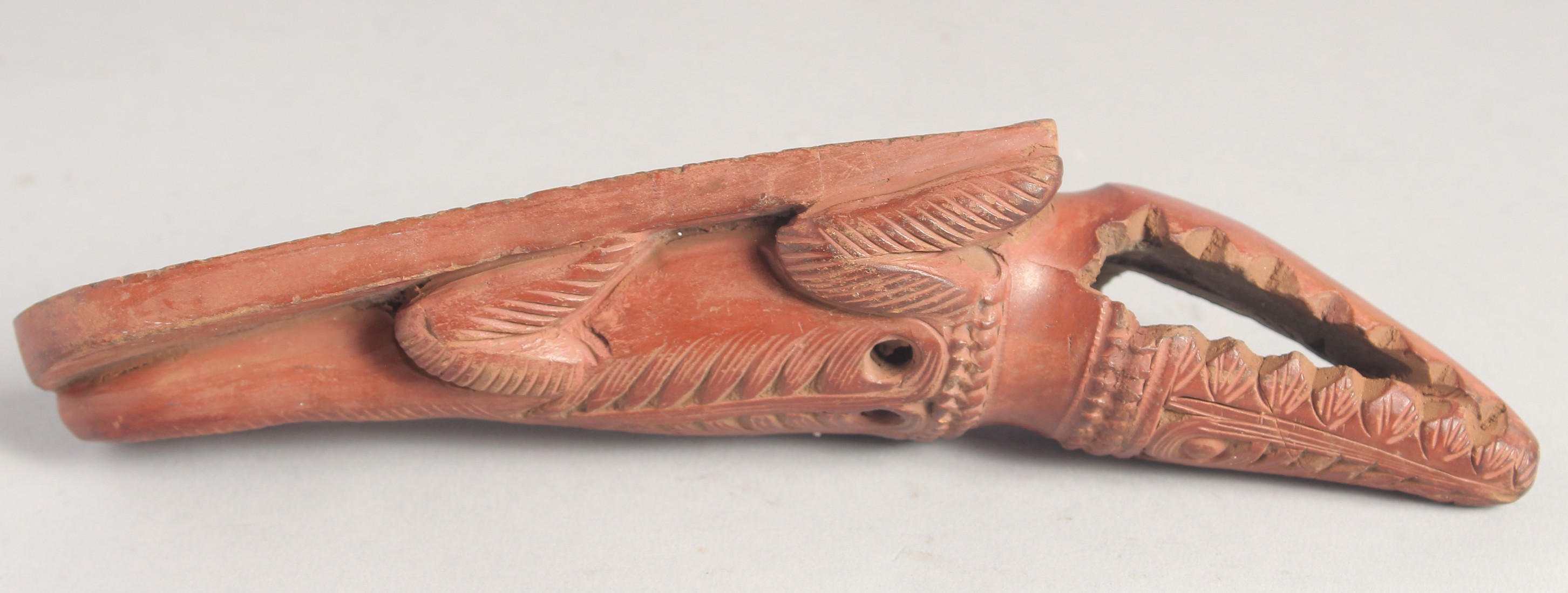TWO 19TH CENTURY OTTOMAN EGYPTIAN TOPHANE CLAY CROCODILE FOOT SCRUBBERS. 22cm and 19cm - Image 4 of 8