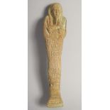 AN EGYPTIAN USHABTI FIGURE, 16cm.