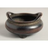 A GOOD CHINESE BRONZE TRIPOD CENSER, the base with six-character mark, 11.5cm diameter.
