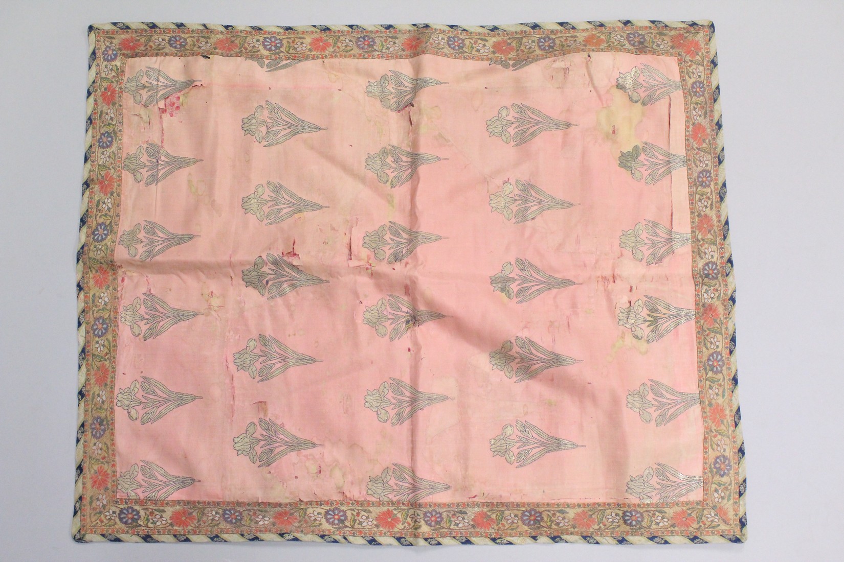 A SAFAVID EMBROIDERED SILK TEXTILE, with decorative floral motifs, 71cm x 58cm. - Image 3 of 4