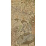 A SAFAVID MINIATURE PAINTING ON PAPER, depicting a mother feeding her child with attendants in