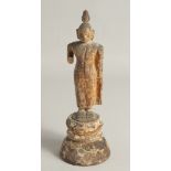 A THAI CARVED WOOD BUDDHA FIGURE, 27cm high.