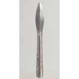 AN 18TH/19TH CENTURY INDIAN STEEL SPEAR HEAD, with inscription, 24.5cm long.