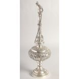 A FINE AND LARGE SILVER ROSEWATER SPRINKLER, for the Islamic Ottoman market, with engraved and
