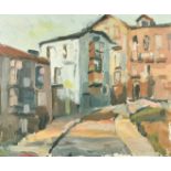 Paul Funge (1944-2011) Irish, old buildings in Santander, oil on canvas, signed and inscribed verso,