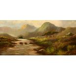 F. Walters, late 19th Century, a highland river, oil on canvas, signed, 8" x 16" (20 x 40cm).