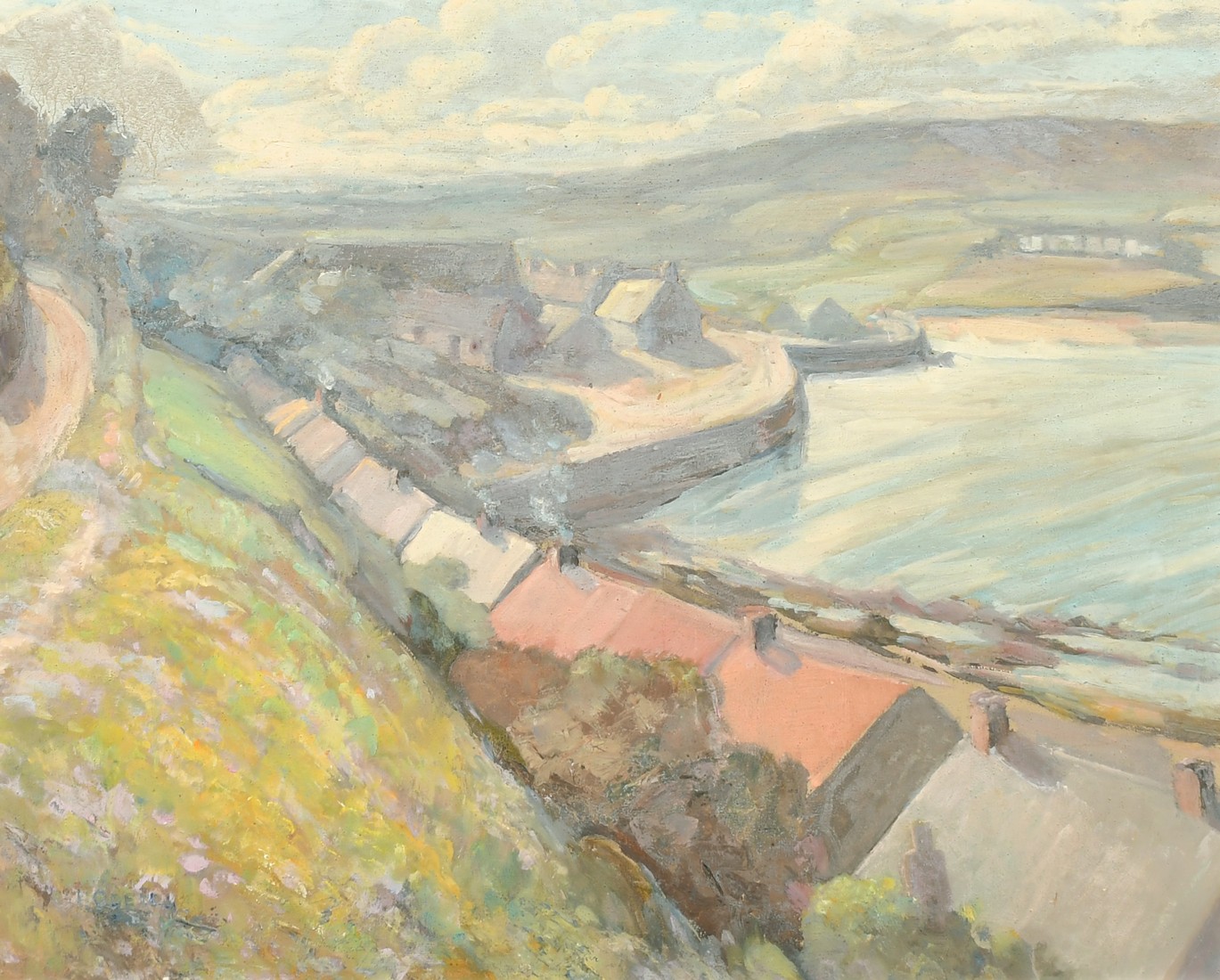 Odell, 20th Century, Possibly Irish, a view of a harbour town, oil on board, 20" x 24" (50 x 61cm).