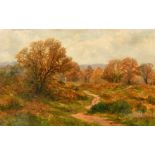 Cecil Lawson (late 19th Century), a pathway through open moorland, oil on canvas, inscription verso,