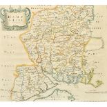 Robert Morden, a hand-coloured engraved map of Hampshire, 15" x 18" (38 x 46cm).