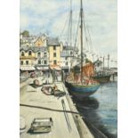 R. M. Baldwin, circa 1964, a view of Brixham Harbour, watercolour, signed and inscribed verso, 13.