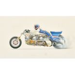 Roy Montague Coombs (1910-2001), an illustration of Russ Collins Honda drag motorcycle, gouache,