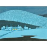 Sabra Field (b. 1935) American, 'Winter Lights', woodcut, signed and inscribed in pencil, 12.5" x