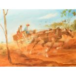 20th century Australian School, 'Old Puffing Billy', figures on a horse and cart, oil on board,