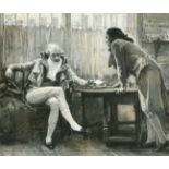 Ernest Howard Shepard (1879-1976) British, figures in conversation, en grisaille illustration,
