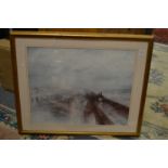 A large framed and glazed print of "Rain, Steam and Speed - The Great Western Railway" by J M W