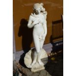 After Botticelli "The Birth of Venus", a large composite garden ornament.