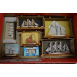 Model sailing ships.