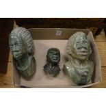 Three carved African carved hardstone busts.