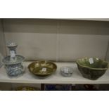 Four pieces of oriental porcelain and pottery.