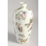 A CHINESE FAMILLE ROSE PORCELAIN BUTTERFLY VASE, base with character mark in red, 25cm high.