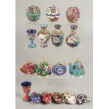 A MIXED LOT OF CONTEMPORARY CHINESE CLOISONNE PIECES, including miniature teapots, vases, lidded