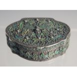 A VERY FINE 18TH CENTURY OTTOMAN ARMENIAN ENAMELLED SILVER SNUFF BOX, 5cm wide.