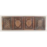 TWO PAIRS OF FINE 16TH CENTURY SPANISH ISLAMIC BONE INLAID WOODEN PANELS, each 35cm x 27.5cm, (4).