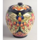 MOORCRFT PURIRI TREE DESIGN JAR AND COVER, dated 2004. Printed Moorcroft, in blue. P. G. in blue.