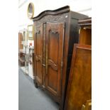 A GOOD 18TH / 19TH CENTURY FRENCH WALNUT TWO DOOR ARMOIRE.