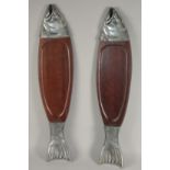 A LARGE PAIR OF FISH PLATTERS. 35ins long.