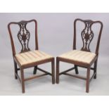 A VERY GOOD PAIR OF GEORGE III MAHOGANY SINGLE CHAIRS.