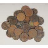 A BAG OF COPPER COINS.