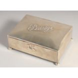 AN EDWARD VII SILVER BRIDGE BOX with sliding drawer. 6ins x 4.5ins. Dated 1907.