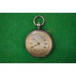A ladies' silver pocket watch with engraved dial.