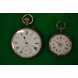 A ladies' silver cased pocket watch with enamel dial together with a gentlemen's pocket watch.