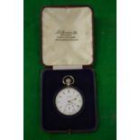 A gentlemen's silver pocket watch by J W Benson, London complete with original box and receipt.
