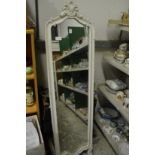 A French style cream painted cheval mirror.