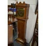 A 19th century oak cased 30 hour clock with brass dial (case cut down).