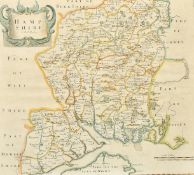 Robert Morden, a hand-coloured engraved map of Hampshire, 15" x 18" (38 x 46cm).