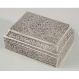 A FINE 19TH CENTURY INDIAN KARIMNAGAR FILIGREE BOX, 10.5cm x 8cm.