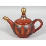 A GOOD TURKISH TOPHANE POTTERY TEAPOT, (repair to lid), 21cm wide (spout to handle).