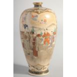 A SMALL JAPANESE SATSUMA VASE, painted with a panel of figures to one side, the other side with a