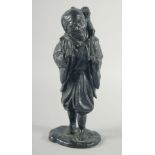 A JAPANESE MEIJI-PERIOD BRONZE FIGURE of a man with a monkey on his back. 32cm high