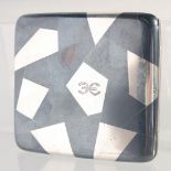 A JAPANESE MIXED METAL SHAKUDO, SHIBUICHI AND SILVER CIGARETTE CASE, 8cm x 7.5cm.