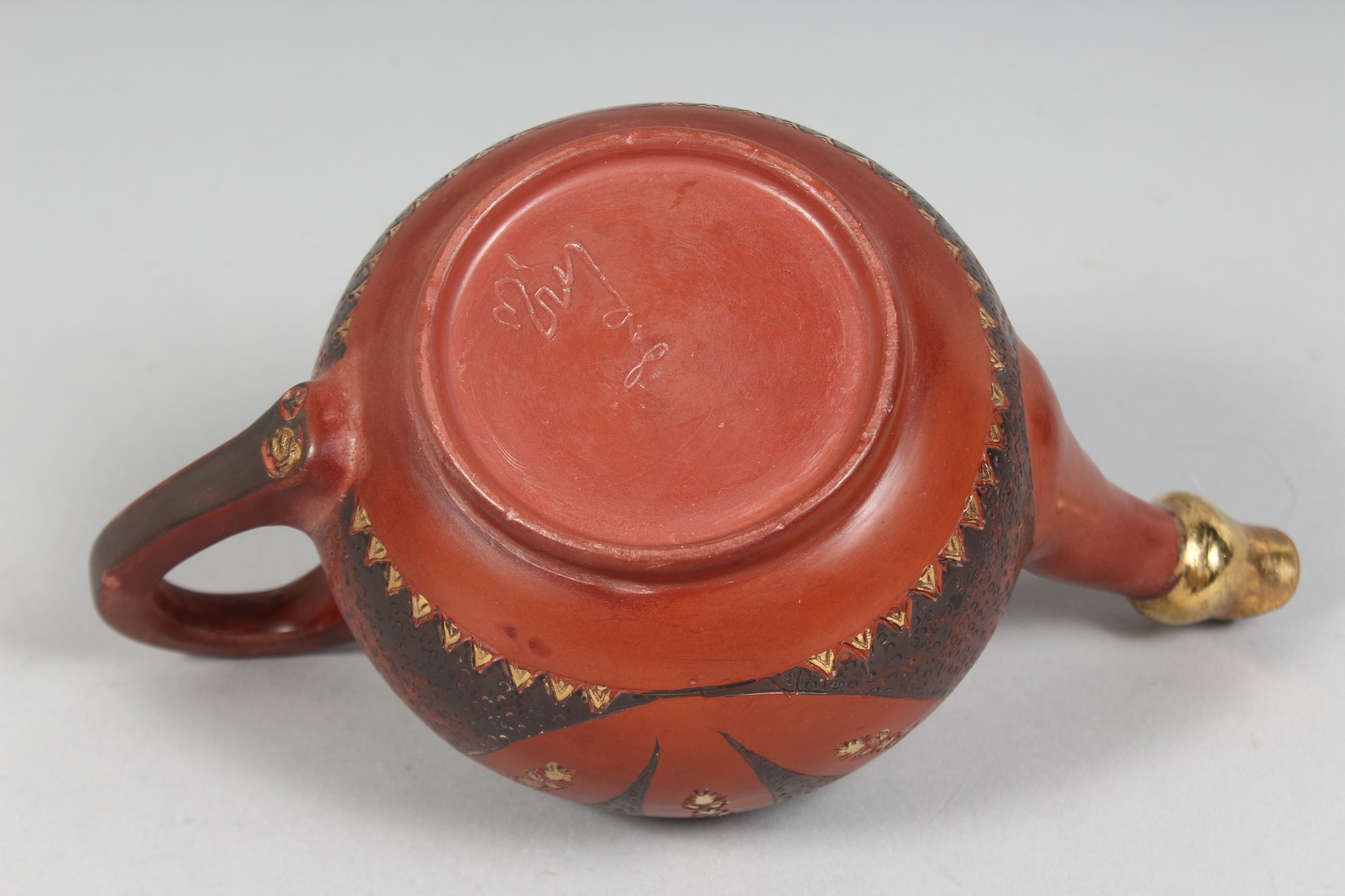 A GOOD TURKISH TOPHANE POTTERY TEAPOT, (repair to lid), 21cm wide (spout to handle). - Image 8 of 9