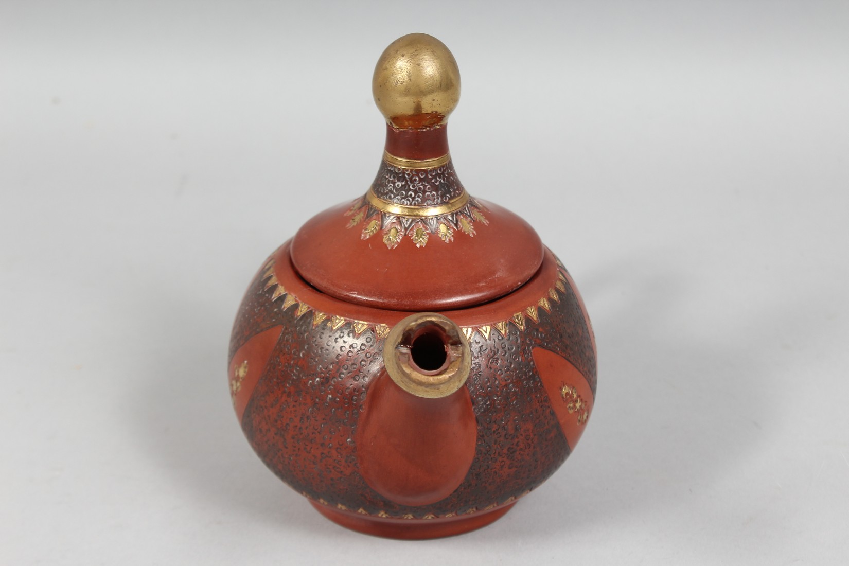 A GOOD TURKISH TOPHANE POTTERY TEAPOT, (repair to lid), 21cm wide (spout to handle). - Image 2 of 9