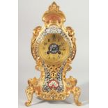 A GOOD 19TH CENTURY FRENCH BRONZE AND CLOISONNE ENAMEL CLOCK by CAHOON BROTHERS, PARIS. 13ins high.